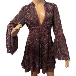 Free People Bell Sleeves Mini Dress - NWOT